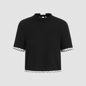 Cider Black Scalloped Trim Top Women’s Size Large NWT